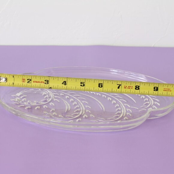 Vintage Glass Snack Set, Elegant Clear Glass Cup and Tray with Leaf Pattern Home - Picture 7 of 8